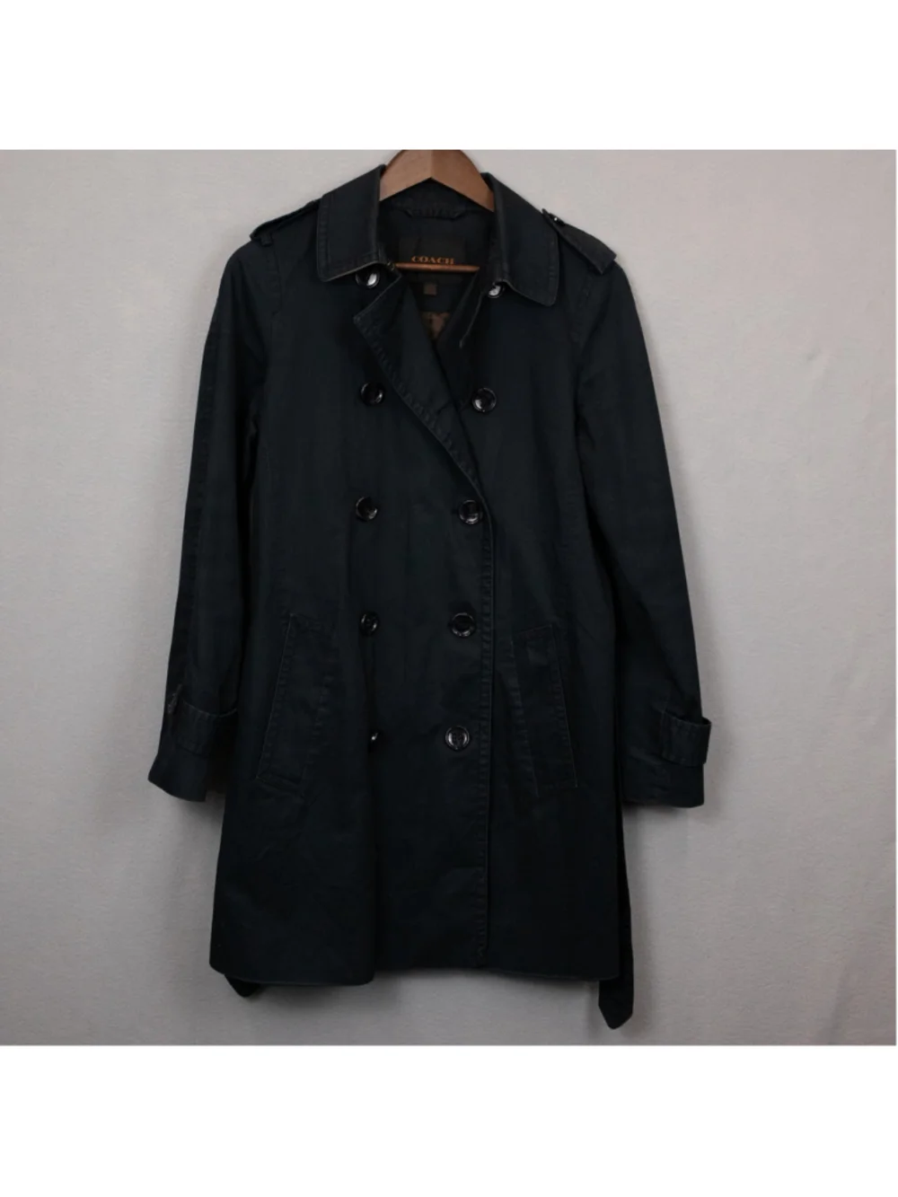 Coach black double breasted trench coat-M